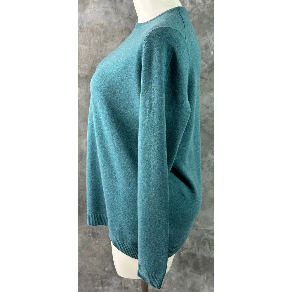 LL Bean Women's 100% Cashmere Aqua Blue Crew Neck Sweater sz 2X (15889) - Picture 3 of 7